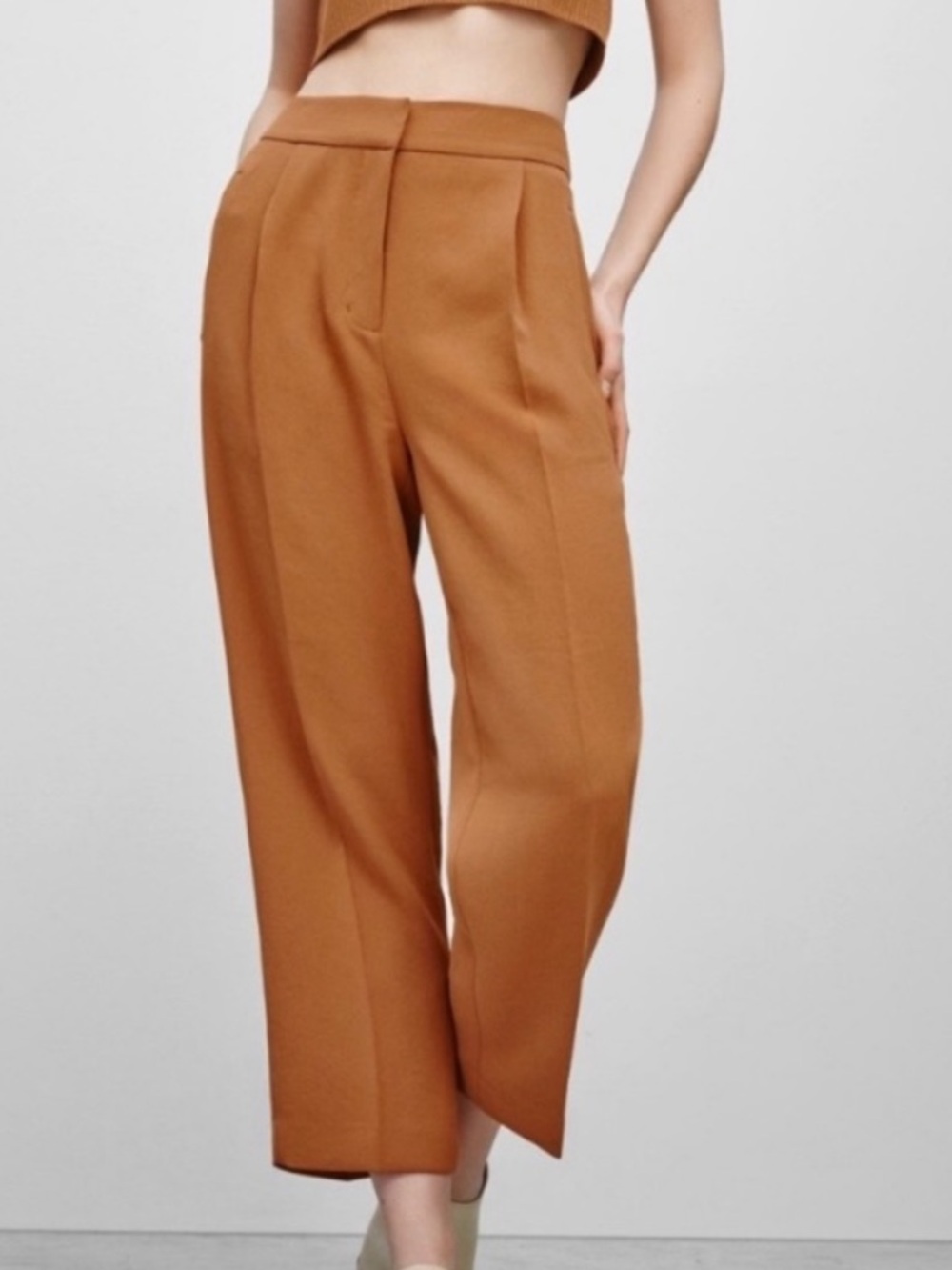 Wilfred effortless Wide-Leg crop 8  High-Rise Pants in Camel